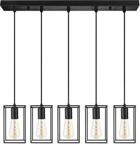 Zwart metalen hanglamp van VELYON (123 x 60 x 12 cm) - Emile | bol.com