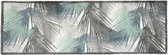 1x Coryl Binnenmat Jungle| Bladeren Blauw- Grijs -Groen | 150x50cm| Decoratieve mat - Antislip - Zachte mat - Vloerkleed