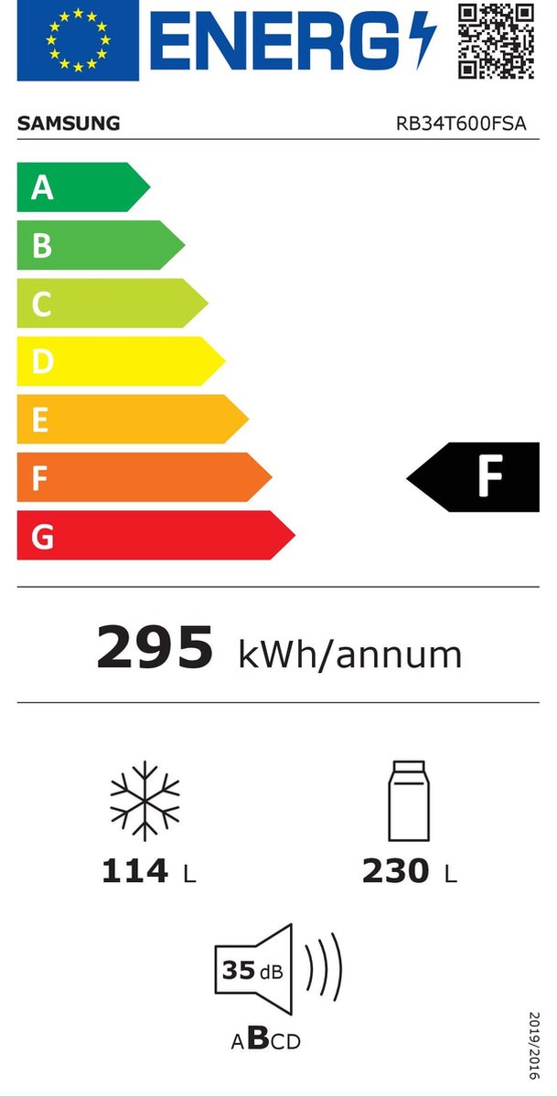 Samsung RB34T600FSA frigo combine Autoportante 344 L F Acier