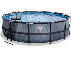 EXIT Stone Frame Zwembad ø488 - Opzetzwembad - met Filterpomp - Rond - Grijs