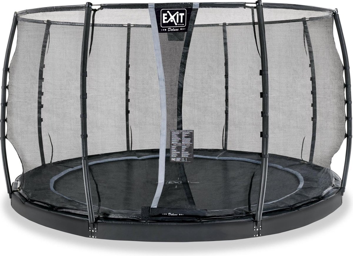 EXIT Dynamic groundlevel trampoline ø366cm met veiligheidsnet - zwart