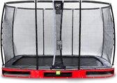 EXIT Elegant Premium inground trampoline rechthoek 244x427cm met Deluxe veiligheidsnet- rood