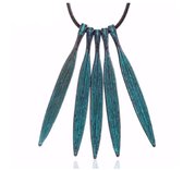 Metalen turquoise hanger aan lang koord- allergievrij- Charme Bijoux