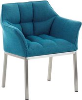 Eetkamerstoel - Modern - Comfortabel - Stof - Metaal - Turquoise