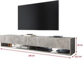 Maison’s Tv meubel – Tv Kast meubel – Tv meubel – Tv Meubels – Tv meubels Betonlook – Grijs – No LED – Wander – 180x30x32,5