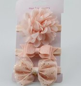 Baby haarbandje hoofdbandje | roze | set van 3 stuks | 0 - 6 maanden | hair accessoires