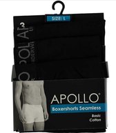 Apollo Boxershort Seamless Heren Katoen Zwart 3 Stuks Maat L