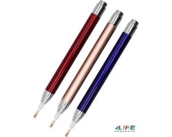 3-Pack Diamond Painting Led Pen - Rood - Blauw - Rose Goud- Diamond painting volwassenen- Diamond painting pen