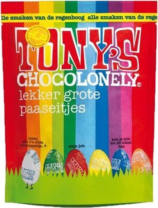 Tony's Chocolonely Paaseitjes Chocolade - Mix aan Paaseieren - 8 Smaken Chocolade Eitjes - Uitdeelzak Pasen - Paascadeautjes voor Kinderen - 1 x 255 Gram Paaseieren