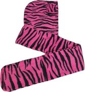 Warme Muts - KIDS -  / Sjaal / Handschoen in 1 - Roze / Zwart Tijger print - Polyester - One size - 3-delige set