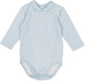 Romper baby blauw geblokt met een kraagje