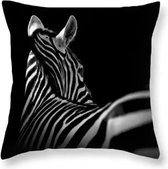 Housse de coussin Animaux Zebra - Noir et White - Tirage photo - Sierkussen décoratif - 45x45 cm