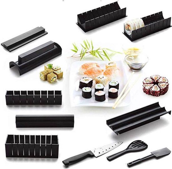 Repus 12 Delige Sushi Maker Set + set chopsticks stokjes in mooi verpakking - Complete Sushi Roller Kit - Eenvoudig en Snel Sushi Maken - DIY sushi - Doe Het Zelf Sushiroller - Sushi maker Tool - 1 set chopsticks