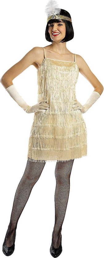 FUNIDELIA 1920s Flapper kostuum in goud voor vrouwen - Maat: S