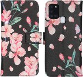 iMoshion Design Softcase Book Case Samsung Galaxy A21s hoesje - Blossom Watercolor Black