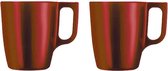 Set van 12x stuks koffie mokken/bekers metallic rood 250 ml - Keraniek - Luxe mokken