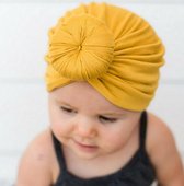 Baby Hoofdbanden Effen Geel Katoen Tulband Hoofddeksels Voor Meisjes Spandx Stretchy Beanie Hoed Baby Haar Accessoires