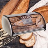 Decopatent ® Decopatent avec volet roulant - Boîte à pain Métal avec couvercle coulissant en métal - Gardez le pain frais - 35,5 x 23 x 15 Cm - Argent