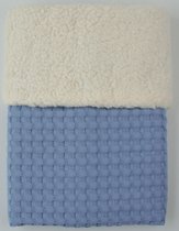 RiFresh - baby dekentje wandelwagen - blauw wafelstof met zachte teddy stof