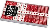 Lint collectie, b: 10 mm, rood/wit harmonie, 12x1m