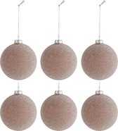 J-Line Doos Van 6 Kerstbal Parels Glas Mat Bruin Small Set van 2 dozen