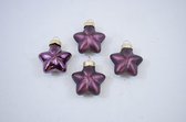 Set van 8 paarse kleine kerst (ster/bal), 4 x 5 cm: glas