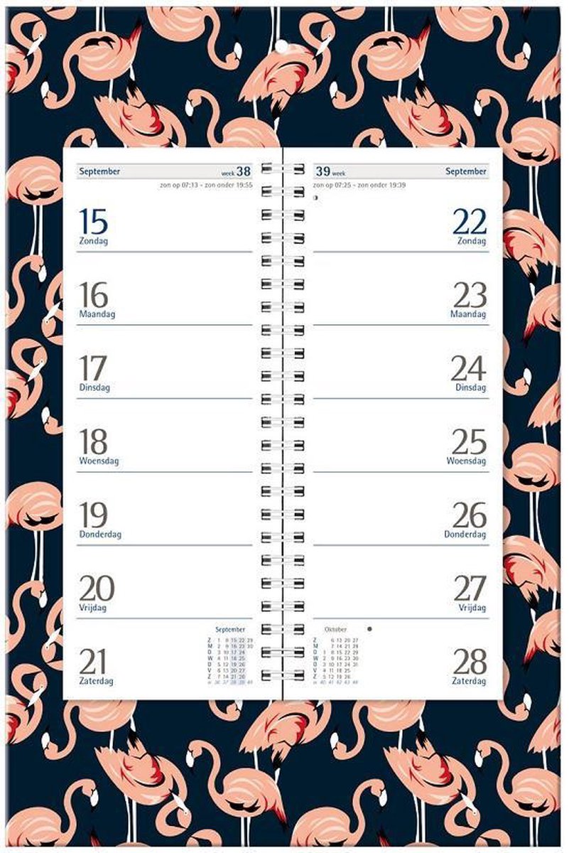Castelli omleg weekkalender op schild 2021 - weekplanner - 33 x 20 x 1.2 cm - weekkalender per twee weken - Flamingo - Castelli