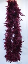 Veren boa (kerstslinger), bordeaux: 184 cm met ophanglusjes aan de uiteinden