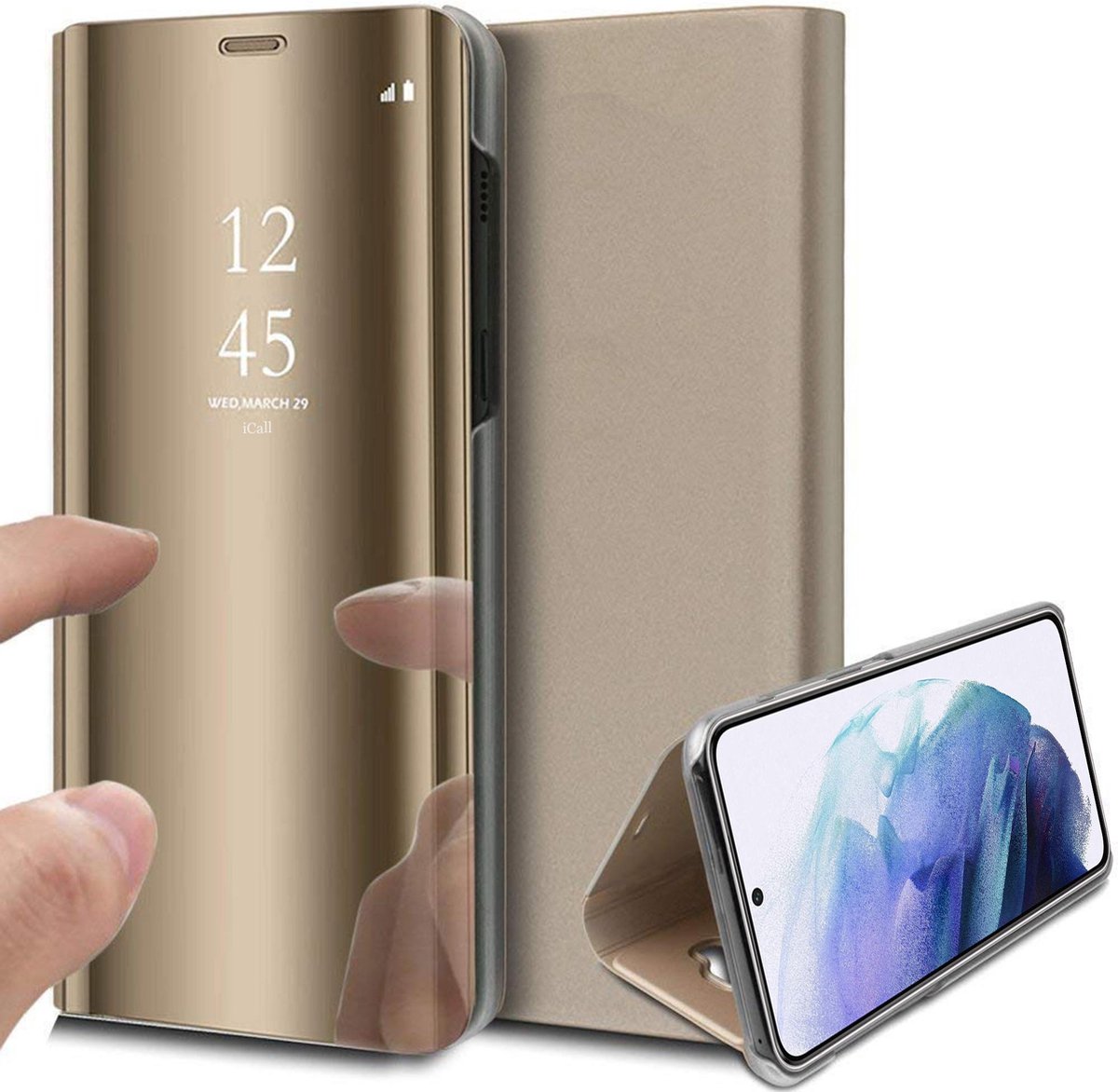 Hoesje geschikt voor Samsung Galaxy S21 Plus - Book Case Spiegel Goud