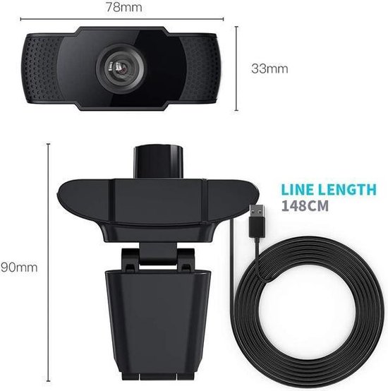 Webcam USB Full HD 1080p | Micro Intégré Correction Lumière 360°
