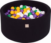 Ronde Ballenbak set incl 300 ballen 90x40cm - Zwart: Geel, Violet, Wit, Donker Groen | Ballenbakje.nl®