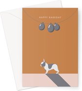 Chien et chevrons - carte d'anniversaire bouledogue français Piebald Blue - carte d'anniversaire bouledogue français Piebald bleu