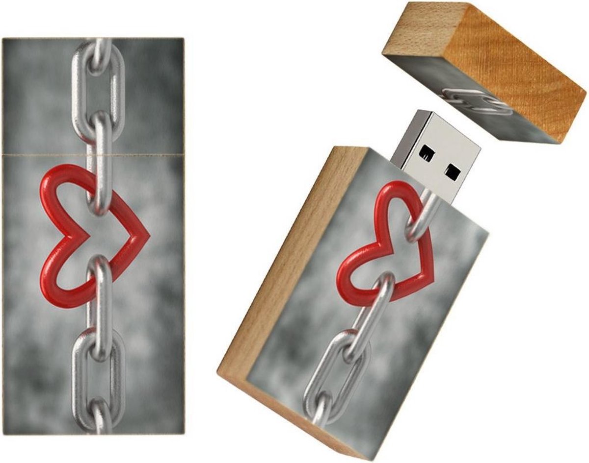 I love you hout rechthoek usb stick 16gb model 1017 – Valentijnsdag cadeau, Liefde cadeau, ik hou van jou, valentijn cadeautje,