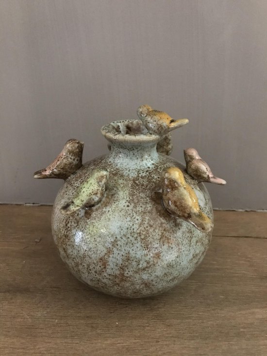 Remmen wat betreft schelp Vaas met vogeltjes - bird vase- blauw-groen | bol.com