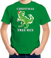 Christmas tree rex Kerstshirt / Kerst t-shirt groen voor kinderen - Kerstkleding / Christmas outfit XS (104-110)