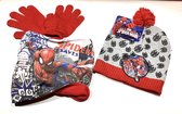 Marvel Spiderman winterset - muts + col + handschoenen - grijs/rood - maat 54 cm (5-8 jaar)