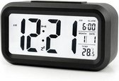 Digitale wekker | Alarmklok | Inclusief temperatuurmeter | Met snooze en verlichtingsfunctie | Zwart