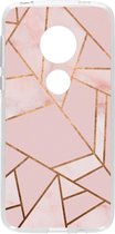 Design Backcover Motorola Moto G7 Play hoesje - Grafisch Roze / Koper