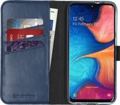 Samsung Galaxy A20e Hoesje met Pasjeshouder - Selencia Echt Lederen Booktype - Blauw