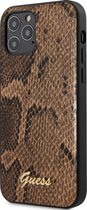 Bruin hoesje van Guess - Backcover - iPhone 12 - 12 Pro - Python