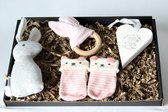 Brievenbus cadeau baby roze, kraam cadeau meisje, geschenkset baby