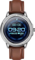 Belesy® SUN - Smartwatch Dames - Smartwatch Heren - Horloge - Bloeddruk - Stappenteller - 1.3 inch - 50+ wijzerplaten - Maak je eigen wijzerplaat - 23 sporten - Full Touch - Zilver – Leer - B