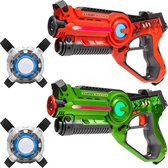Pistolets laser Active Light Battle - Oranje/ Vert + 2 Cardigans de jeu laser - Paquet de 2