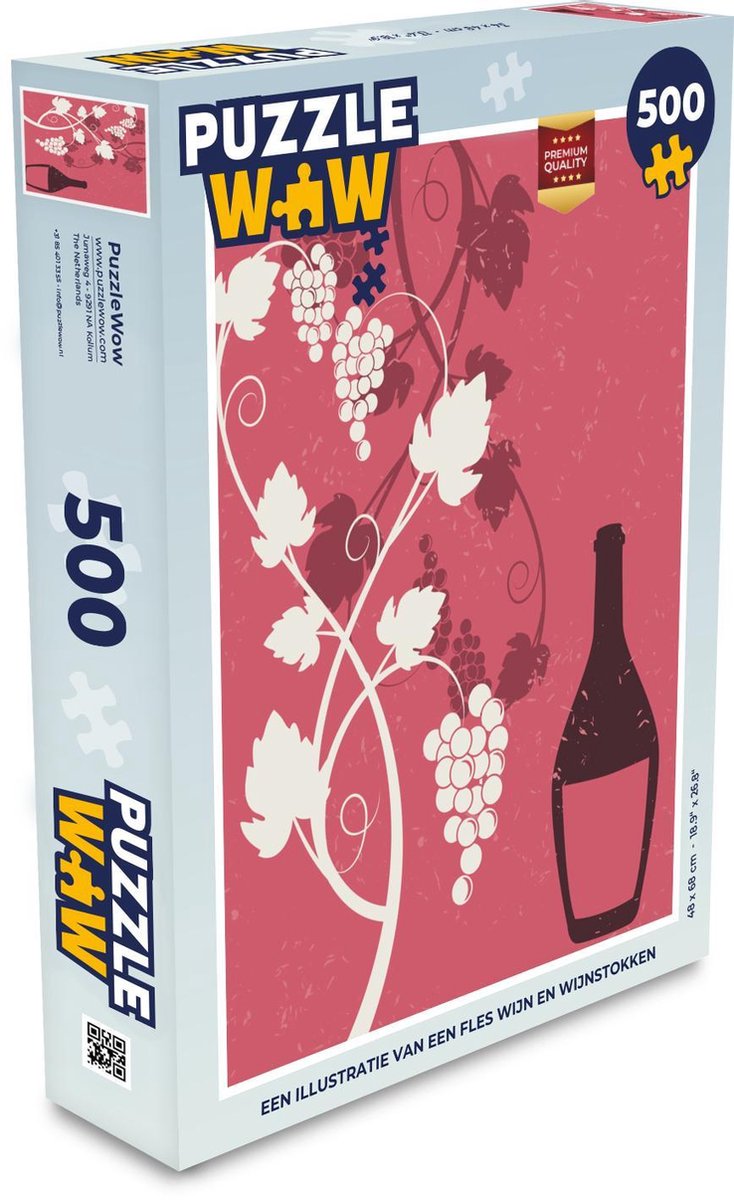 Puzzel 500 stukjes Wijnstokken illustratie - Een illustratie van een fles  wijn en... | bol.com