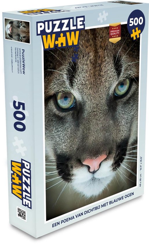 Puzzle Puma 500 pièces - Un Puma de près aux yeux bleus | bol.com
