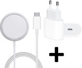 Magsafe Oplader + USB-C Adapter – Geschikt voor iPhone 13 Mini/Pro/Pro Max – IPhone 13 lader – Draadloze Oplader Magnetisch – Wireless Charger – Ook geschikt iPhone 8, Nieuwere Modellen & Air