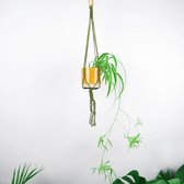 Plantenhanger - 80 cm - Katoen - Olijf groen - Plantenpot - Hangpot - Hangende bloempot - Plantenhanger macrame - Plantenhanger binnen - Hangpotten - Plantenhangers