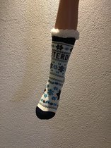 Huissokken anti slip - Winter sokken - Thermo sokken - Anti slip zool - Kleur blauw - Maat 40-45