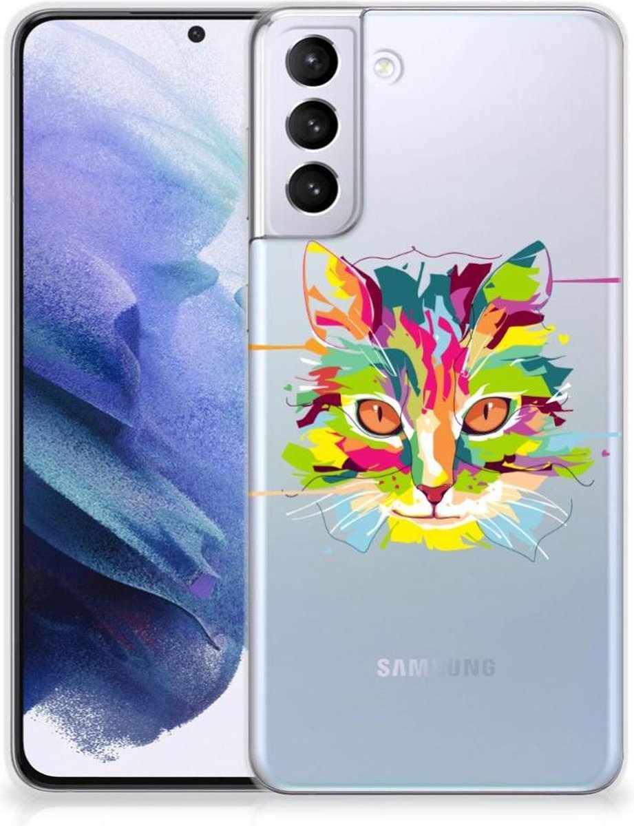 Samsung Galaxy S21 Plus Telefoonhoesje met Naam Cat Color