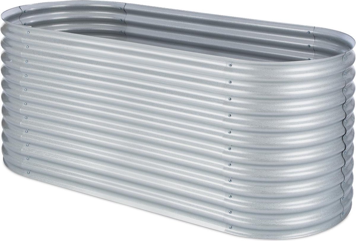Blumfeldt Plantenbak metalen verhoogd bed, Weerbestendig plaatstalen verhoogd bed voor balkon & tuin, Roestvrijstalen verhoogd bed ovaal, Vrijstaande verhoogde bedden 200x80x100 cm, 1257L groot voor bloemen, fruit, groenten - Kweekbak - voor Tuin